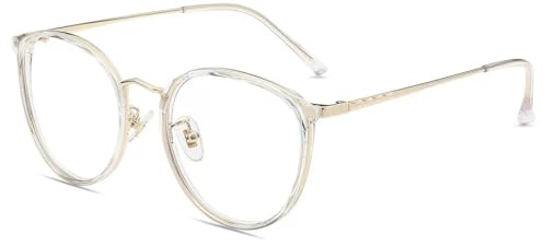 Firmoo Blaulichtfilter Brille Damen Herren, Computerbrillen zum Spielen, Rund Metall Blaulicht Brille ohne Sehstärke
