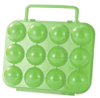 Gettimore Boîte de rangement en plastique pour 12 œufs pour camping, pique-nique en extérieur – Récipient ABS avec poignée et couvercle sécurisé, 20 x 19,5 x 7 cm (bleu/vert/orange)