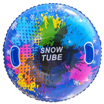 KESOTO Aufblasbarer Snow Tube Schneeschlitten Outdoor Kältebeständig zum Rodeln mit Griffen Ski Tube für Spielferien, Blau