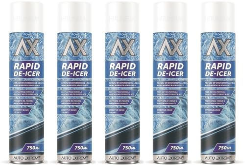 HitlineUK 5 x 750ml Deicer Spray for Windows Fridge Freezer, De-icer Deicer Fast Acting Melts Ice and Frost Quickly for Windows/Mirrors, Operates -15°c and Prevents Re-freezing Deicer