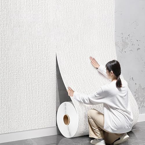 Générique Papier Peint Isolant Thermique pour Murs Intérieurs, Mousse de 5 Mm, Autocollant, Imperméable, Résistant À L'humidité et Offrant Une Isolation Thermique,Blanc,L2.8m W50cm