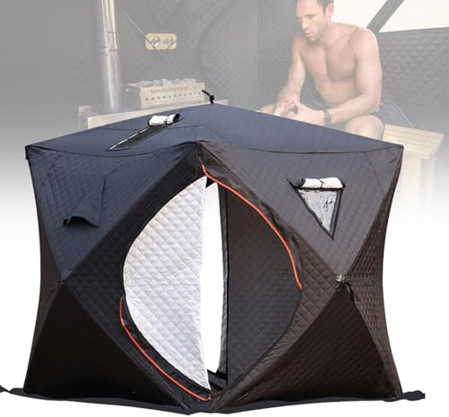 VNATWGOO Tienda de Sudoración 180x180x210cm (5'11 x 5'11 x 6'11), Sauna para Exteriores Aislada, Portátil y Plegable con Agujero para Chimenea para Casa y Camping