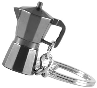 CYDZSRA Keyring Key Chain Ring Coffee Accessories Stylish and Compact Creative Tamper, Moka Pot, 2x2x2cm