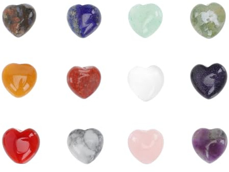 SEWACC Piedras Decorativas en Forma de Corazón Pequeñas 12 Piezas de Mineral Natural para Decoración de Escritorio y Hogar Adorno Coleccionable Adecuado para San Valentín y Regalos