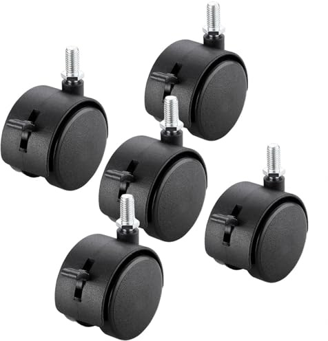 Drehbare Rollenräder,4 Stücke Schwarzen Möbelrollen,M6/M8/M10 Gewindestiftfestigung,Trolley Ersatzrolle mit Bremse,Für Stühle,Schreibtische & Lichtmöbel,Black-M6