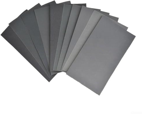 Wet Dry Sandpaper Pack 15 Sheets Silicon Carbide Abrasive with Multiple Grit Levels 200 to 3000 for Metal Wood Glass Plastic and Automotive Surfaces