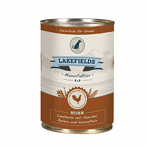 Lakefields MANUFAKTUR Nassfutter MENÜ Huhn 61% Fleischanteil für Hunde 12x400g