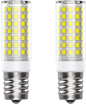 YUJIU 8W Dimmable LED E17 Microwave Oven Bulb - Intermediate Base LED Appliance Light, Daylight 6000K 100W Halogen Equivalent Under-Microwave Stove Light (2-Pack)