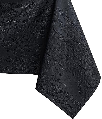 AmeliaHome Tischdecke 140x140 cm Tischtuch Tafeldecke Fleckschutz Vesta | Lotuseffekt Abwaschbar Wasserabweisend Ornament schwarz