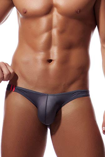Newsywell Herr låg midja bikini issilke slim fit trosor underkläder, GRÅ, M