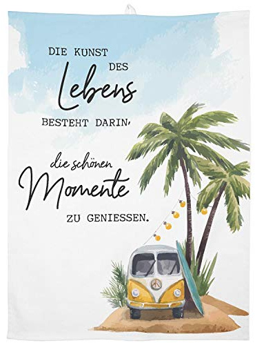 GRUSS & CO Geschirrtuch mit Motiv Momente | Baumwolle, 60 cm x 45 cm, Farbiger Motivdruck | Geschenk für die Küche, Kochen, Backen, Grillen | 47107