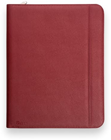 Vebon® Carpeta A4 grande Roma I doble cremallera + portapapeles I Carpeta de conferencias + bolsa para ordenador portátil I espacio extra I Negro Piel sintética, kirschrot, grande, moderno