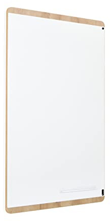 ROCADA Whiteboard Eiche weiß NATURAL magnethaftend mit Ablageschale | flexibel im Hoch- oder Querformat, klare Schreibfläche, Stifte griffbereit, sichere Wandmontage inklusive
