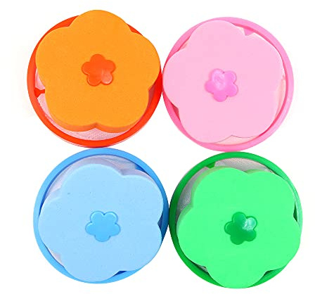 Hsthe Sea 4-pack reusable household washing machine floating lint net filter bag, pet hair lint net remover, portable hair filter bag, lint trap, washing machine hair trap (blue, pink, orange, green)