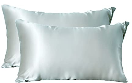THXSILK 25 Momme Seidenbezüge 2er Set für Kissen, Seide Kissenbezüge Seidenkopfkissenbezüge Damen/Herren, Hellblau, 40x60cm