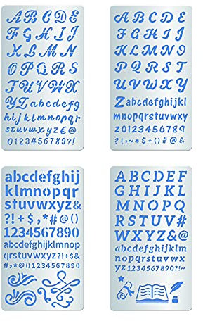 BENECREAT 4 STÜCKE 17.7x10.1cm Alphabet Nummer Metall Schablonen 4 Stil Stahl Schablonenvorlage Für Holzschnitzerei, Zeichnungen Und Holzverbrennung, Gravur- Und Scrapbooking-Projekt