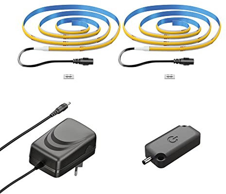 ledscom.de Strisce COB-LED JOR, 100.0cm, piatte, bianco caldo, 21,38W, 1079lm ciascuna, set di 2, incl. touch dimmer
