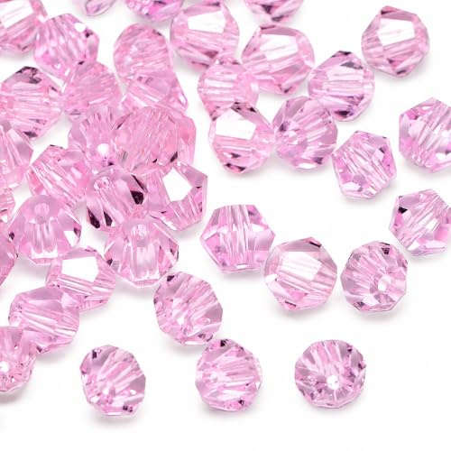 Preciosa Lot de 40 perles de cristal de Bohême, à double cône, 4 mm, tchèque, en verre, bicone (rose)