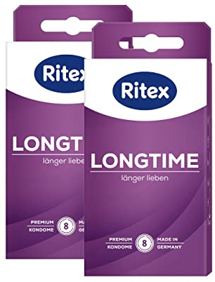 Ritex Kondome Longtime – Doppel-Ring, konturiert, vegan – 2 x 8 Stück