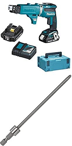 Makita DFS452AJX2 Akku-Schnellbauschrauber 18V / 2,0 Ah, 2 Akku + Ladegerät im MAKPAC inkl. 199146-8 Magazinschrauben Vorsatz + PH Bit 2x130 5Stk