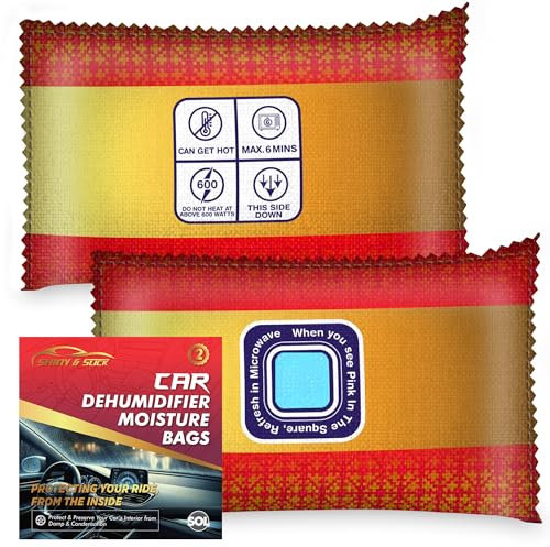 SOL 2pk Car Dehumidifier Moisture Bags, Reusable Absorber with Long-Lasting Performance, Portable and Convenient, Vehicle and Campervans Must Haves Preventing Damp and Mould in Compact Spaces