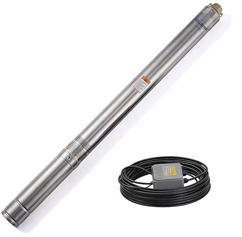 CHM GmbH® Tiefbrunnenpumpe Edelstahl 2 Zoll 370 Watt 1100 L/h 4,5 Bar Brunnenpumpe mit Schaltbox
