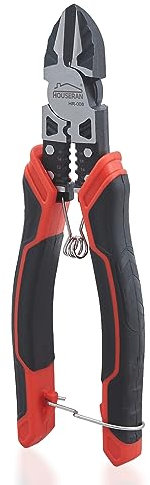 HOUSERAN 3-in-1 Seitenschneider, 190mm, Seitenschneider+Abisolierzange+Drahtcrimper, Multifunktionale Zange, zum Schneiden, Crimpen und Abisolieren, Mit Sicherheitsverschluß