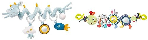 Fehn Activity Spirale Drache - Kinderwagen Spielzeug zum Fühlen und Greifen & Kinderwagenkette Baby Mobile Raupe Color Friends