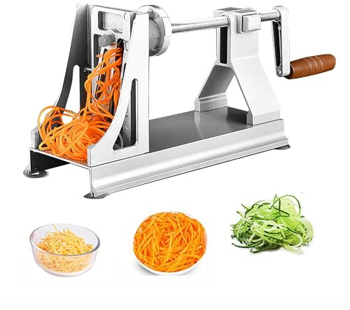 BDJSN Kartoffelschneider, Maschine Für Tausend Geraspelte Kartoffeln, Mit 4 Rutschfesten Saugfüßen, Mit DREI Arten Von Klingen, Gemüse-Spiralschneider, Spiral-Kartoffelschneider, Nudelmaschine