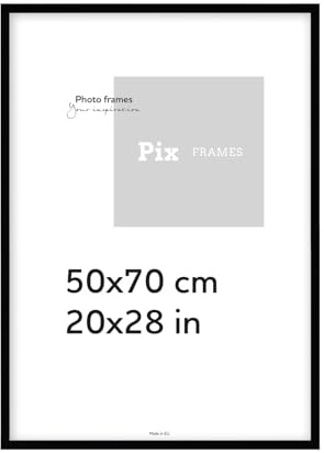 Pix FRAMES Bilderrahmen 50x70cm - Holz Fotorahmen - Schwarz | Holzbilderrahmen mit Plexiglas - Bilderrahmen Holz zum Aufhängen - Wooden Picture Frame - Photo Frame zum Aufstellen