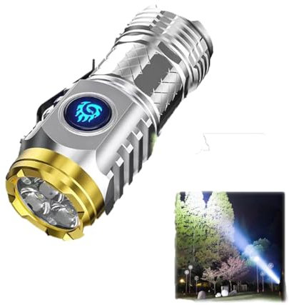 Endxedio Mini lampe de poche monstre à trois yeux, mini lampe de poche, lampe de poche LED rechargeable, haute luminosité, étanche, lampe torche super puissante (argent)