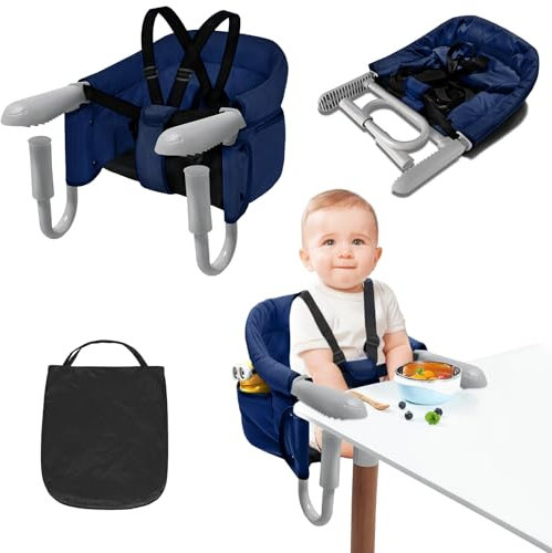 LARS360 Tischsitz Baby, Faltbar Hochstuhl Sitzerhöhung für zu Hause & Unterwegs, Geeignet für Kinder von 6 bis 36 Monaten mit Einem Gewicht von Weniger als 15 kg - Blau