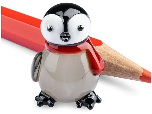 SIKORA 06S Mini Sammler Glasfigur Pinguin H ca. 2 cm, Farben Mini Glasfiguren:Pinguin mit Schal