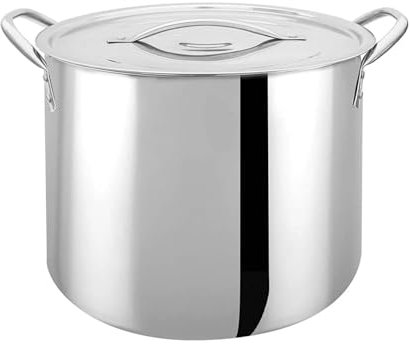 THEGA Olla Sopera De Acero Inoxidable - Olla Sopera con Tapa, Olla para Cazuela De Horno Holandés De Acero Inoxidable, Conducción Rápida del Calor, Olla con Revestimiento Antiadherente