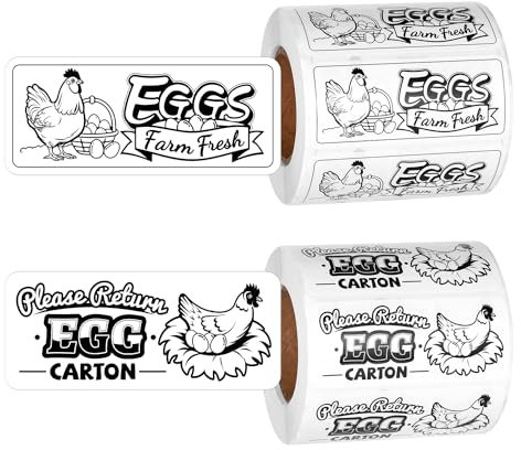2 Rolls / 1000pcs Chicken Egg Carton Labels Stickers, 2.8x1.2 Inch Rectangular Please Return Egg Carton Sign Sticker Farm Fresh Eggs Carton Stamp Labels for Box Basket Container Farm Supplies
