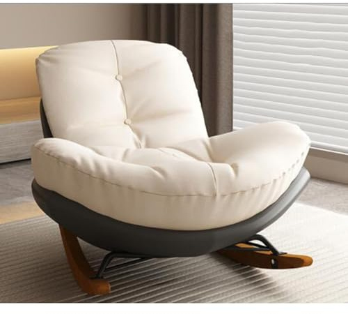 Indoor Bedroom Sofa Lounger with Cushion Rocking Chair,Modern Lounge Chair Rocking Chair leathers Upholstered Nursery Glider Rocker,for Balcony Napping Relaxing Reading Comfy Lounge Rocking Chair