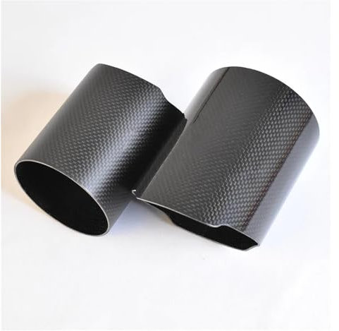 UTOYA Endrohr 1PC Auto Universal Auspuff Rohr Spitze Fall Auspuff Spitze Carbon Faser Gehäuse Gerade Flansch Carbon Faser Auspuff Spitze Abdeckung Auspuffrohr(Size:114mm Glossy)