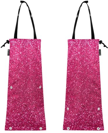 FRODOTGV Müllsack Auto 2 Stück Auto Mülleimer Müllbeutel Rose Pink Glitzer Müllsack für Fahrzeug Auto Dosen für Müll