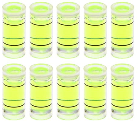 sourcing map Lot de 10 petites fioles cylindriques de niveau à bulle 7 x 16 mm en PMMA - Mini niveau à bulle horizontal - Outils de mesure pour camping-car, TV, cadre photo - Outil de mise en niveau
