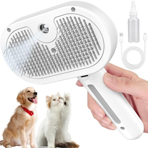 Katzenbürste Mit Dampf Steamy Katzenbürste Multifunktionale Katzenspray-Massagekamm von der Bürste mit Einem Knopf Katze Bürste Haarbürsten für Hunde und Katz