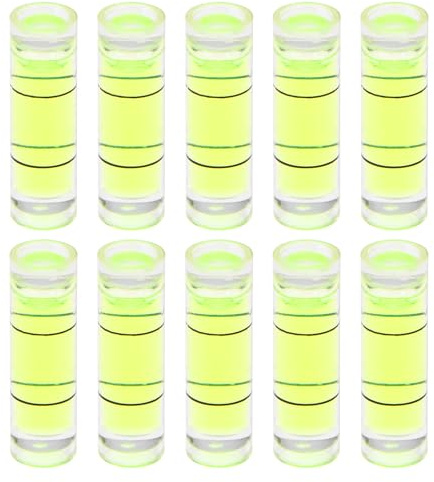 QUARKZMAN 10Pcs Petits Niveaux à Bulle Cylindriques 6x20mm Pmma | Mini Niveau à Bulle Horizontal, Outil de Mesure de l'Équerrage pour RV TV Cadre Photo, Outil de Nivellement
