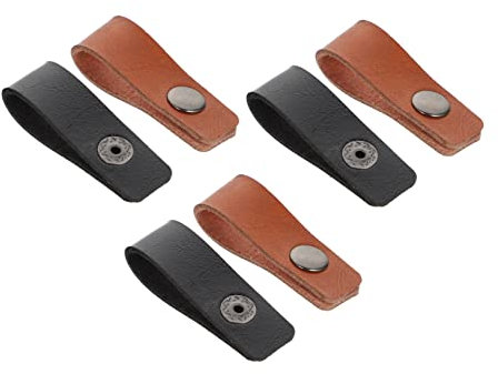 Hemobllo Cinturini in Pelle Bottone a Pressione 6 Pezzi, Avvolgicavi Per Cuffie e Cavi Usb, Organizer Digitale Compatto Da Viaggio Per Gestione Cavi Quotidiana, Colori Nero Lucido e Caffè Chiaro