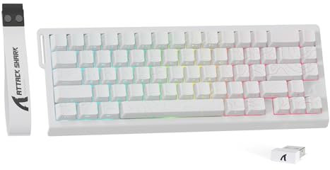 MAMBASNAKE X ATTACK SHARK X68PRO HE Tastiera Gaming Wireless Rapid Trigger,BT/2.4G/Cablata,Interruttore Magnetico 0,01mm RT,8KHz,Punto di Attivazione Regolabile,5000mAh,RGB,per PC/Mac-Contorni Bianchi