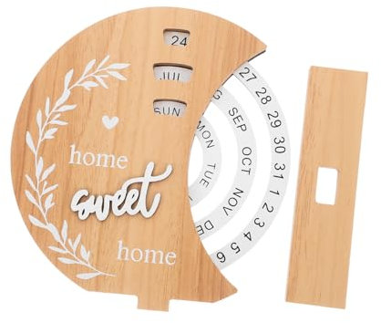 COOPHYA Tischkalender Mit Drehbaren Holzmonden Ewiger Kalender Mit Mondscheiben-blöcken Kreativer Holzkalender Für Zuhause Und Büro