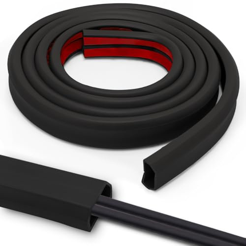 Kabelkanal Schwarz Selbstklebend Kabelschutz, 2 Meter x 25mm x 14mm | für 2-4 Kabel, Flexibel, PVC Kabelabdeckung Boden, für zu Hause, Büro, Schule, Lagerraum
