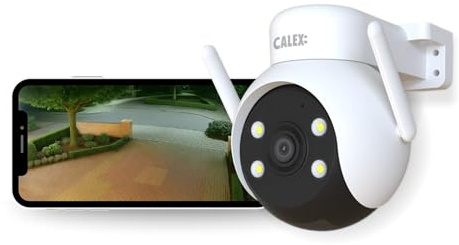 CALEX Smart Security PTZ Camera 2K, 360 Pan and Tilt, Outdoor | Delivers razor-sharp 2K images even while tracking movement, featuring full 355 degree pan and tilt control