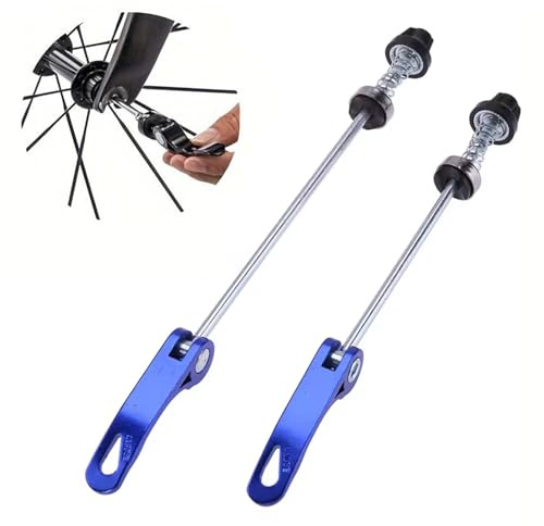 trabag Liberación rápida rueda delantera de bicicleta de 120 mm y buje trasero de 150 mm, cierre rápido antirrobo, liberación rápida para bicicleta (azul)