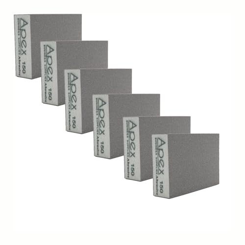 6pcs Sanding Blocks P150 Wet and Dry Sanding Sponge | Fine Sanding Pads | Dual Use Abrasives Pads | Reusable & Rust Removal Sanding Block For Wood, Paint Walls and Metal