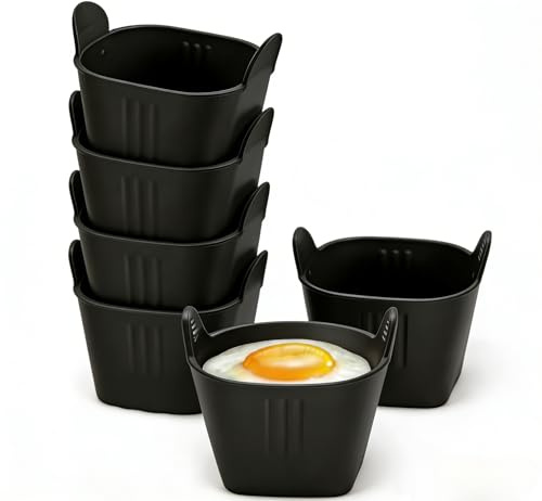 6 Pcs Air Fryer Egg Poacher, Ramekins for Air Fryer, Microwave Egg Poacher, Food Grade Poached Egg Moulds, Ramekins Baking Cups for Souffle Dishes Muffin Cupcakes Custard and Pudding (6Pcs)