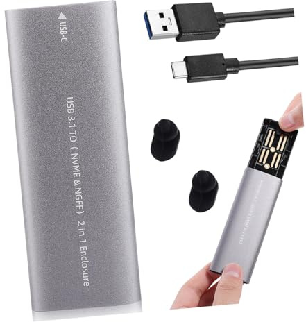 SEWACC Portable External Hard Disk Dual Protocol Type-c 3.1 Nvme Solid State Drive Enclosure with Aluminium Alloy Case, Fast Reading Speed for Daily Office Use and Smart Tvs